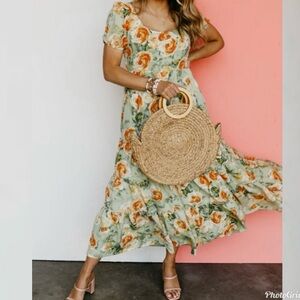Beautiful NEW Sage Floral Midi/Maxi Dress